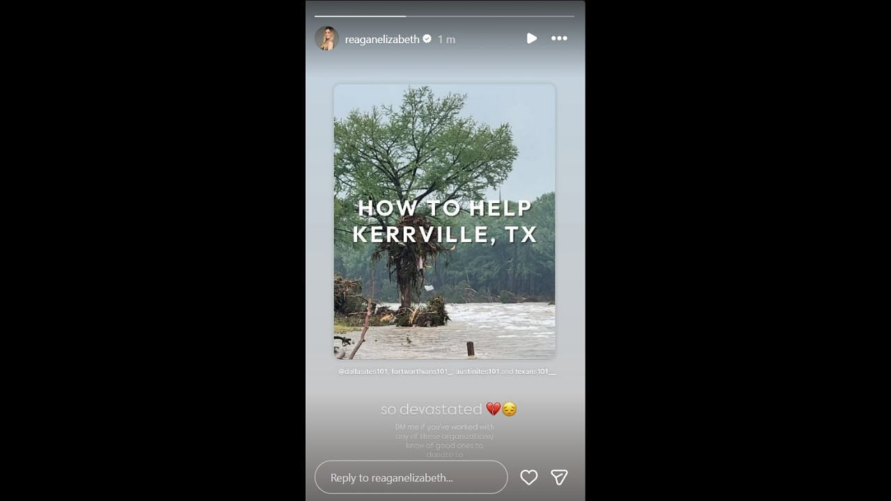 Screenshot of Reagan Elizabeth Bregman's Instagram story (Image from - Instagram.com/@reaganelizabeth IG Stories)